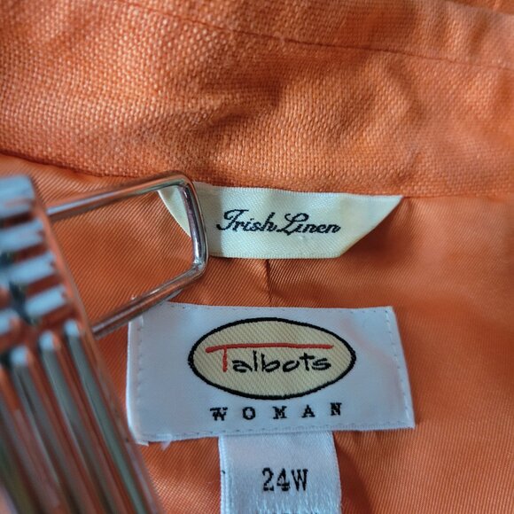 Talbots 100% Irish Linen Orange Button-Down Lightweight Jacket, Women’s 24W EUC - Picture 6 of 10